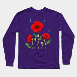 Poppies in the Rain Long Sleeve T-Shirt